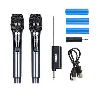 BOMGE 무선 핸드헬드 마이크 듀얼 무선 다이나믹 마이크 시스템 노래방용 충전식 리시버 1800MAh, 2) BG-261-2-G, 1개