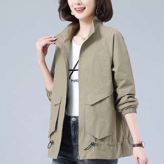 COSYEVNO 중년 엄마 재킷 가을 빅 사이즈 루즈핏 패션 캐주얼 심플 집업 긴팔 상의 lyjmmjk07