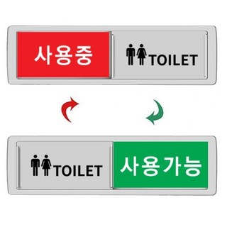 화장실 사용중 사용가능 표지판