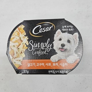 시저 강아지 심플리 쇠 닭 자색감자 콩 당근 습식사료, 닭+고구마+사과+보리+시금치, 37g, 5개