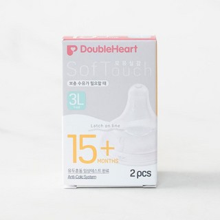 [메가마트]더블하트 모유실감 3세대 젖꼭지 3L, 0.5 3L단계 (15개월이후), 1세트