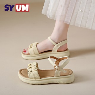 SYUM 여름 여성샌들 고무 발포 통굽 스트랩샌들 미끄럼 방지 발편한