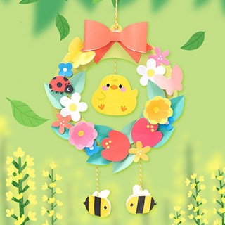 민화샵 봄만들기 종이꽃 리스 만들기 미술놀이 봄종이리스만들기세트 종이리스만들기 초등만들기재료 초등미술 수업