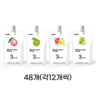 디알바이오 곤약젤리 48개 실속포장 (4가지맛 12개씩), 130g