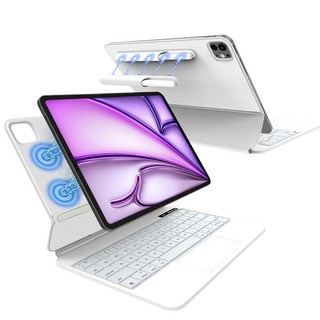 DANYCASE 아이패드 자력 흡착 디지털 전력 마법 키보드 케이스, 흰색, 1개