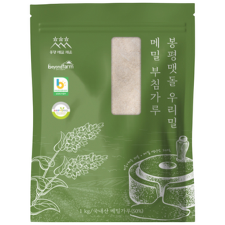 봉평메밀청년 맷돌 우리밀 메밀부침가루 1kg, 2개