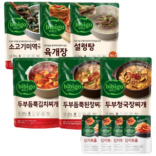 올따옴 BASIC 비비고 6종 2호 (소고기미역국+설렁탕+육개장+두부김치찌개+두부된장찌개+두부청국장 1개씩)+김치볶음, 1개