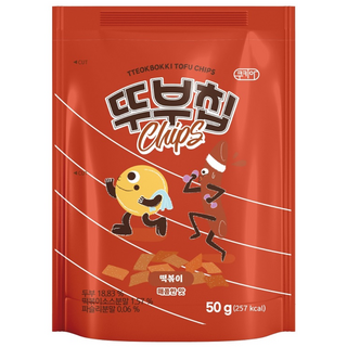 매콤하고 달달한 영양간식 떡볶이 두부칩 50g /두부스낵 과자 쿠키 스낵 크래커 두부과자, 24개