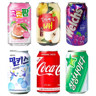 코카콜라 칠성사이다 밀키스 웰치스 포도 갈아만든 배 코코팜 피치핑크 355ml 6종 4개씩 (P3), 1세트
