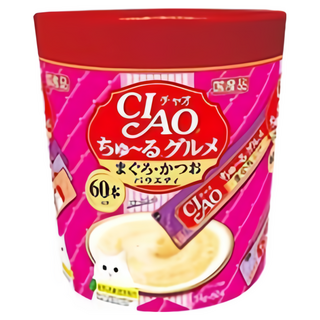 챠오츄르 고양이 간식 파우치, 혼합맛(참치/가다랑어), 14g, 60개