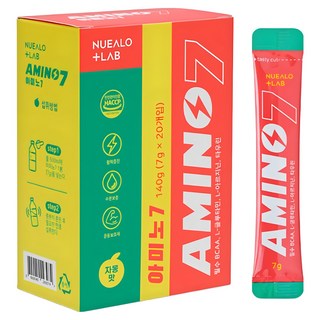 누알로+랩 아미노세븐 아미노산 BCAA 스포츠보충제 7g x 20개입, 20개