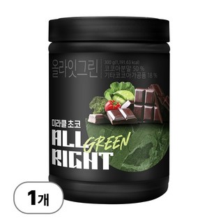 무가당 올라잇 그린 파우더 야채가루 채소 과채 베리 가루 건강 분말 영양 식사대용 다이어트 저칼로리 쉐이크 간식, 300g, 1개