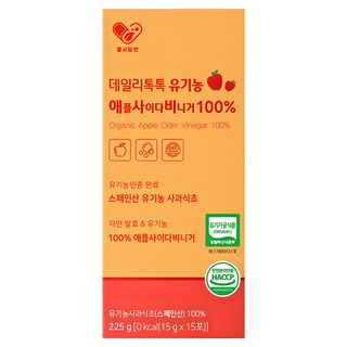 유기농 애플사이다비니거 스틱 애사비 자연 발효 사과 초모 식초 100% 액상 마시는 유기산 초산균 비네거 무설탕, 225g