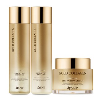 SNP 프리미엄 골드 콜라겐 리프트액션 토너150ml +로션150ml +크림50ml 기초 3종세트, 1세트