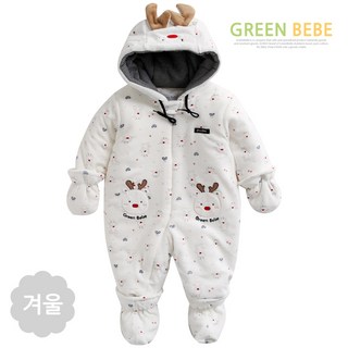 그린베베 신생아용 겨울 패딩우주복 3종셋트[우주복+손싸게+발싸게]