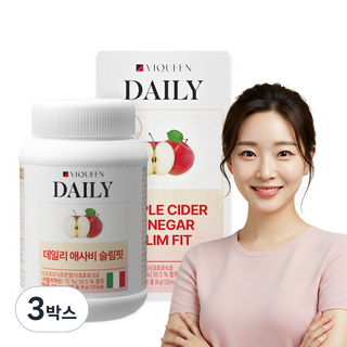 바이퀸 유기농 애사비 슬림핏 정 애플사이다비니거 유기산 알약, 3박스, 60정