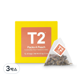 T2 팩스어피치 티백, 87.5g, 3개, 25개입
