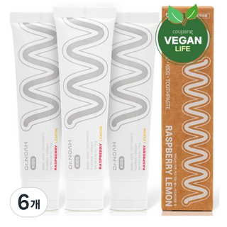 [비건라이프] 닥터노아 마루 유아 치약 불소 라즈베리 레몬향, 75g, 6개