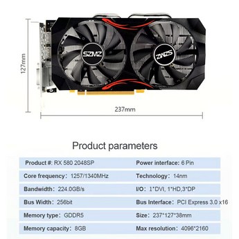 RX580 게임용 비디오 카드 컴퓨터 그래픽 PCI-E X16 DDR3 2 4 8GB-추천-상품