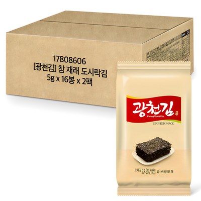 광천김 참 재래도시락 김, 5g, 32개_김이 빛나는