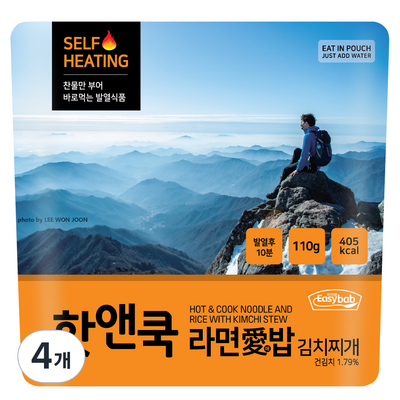  이지밥 핫앤쿡 라면애밥 김치찌개, 110g, 4개 