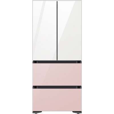 삼성전자 비스포크 김치플러스 4도어 프리스탠딩 490L 방문설치, 글램 화이트 + 글램 핑크, RQ48A940255