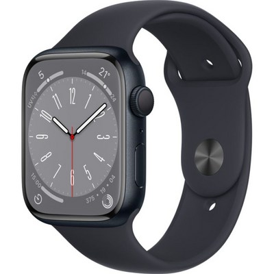 Apple 애플워치 8, 45mm, GPS, 알루미늄, 미드나이트 / 미드나이트 스포츠밴드