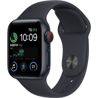 Apple 2022 애플워치 SE 2세대 알루미늄 케이스, 40mm, GPS+Cellular, 미드나이트 / 미드나이트 스포츠밴드