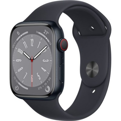 Apple 애플워치 8, 45mm, GPS+Cellular, 알루미늄, 미드나이트 / 미드나이트 스포츠밴드