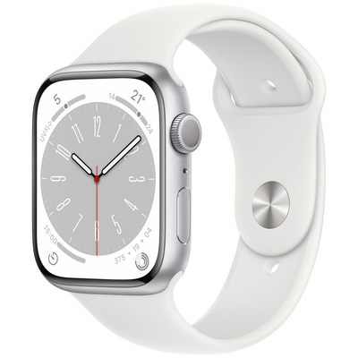 Apple 애플워치 8, 45mm, GPS, 알루미늄, 실버 / 화이트 스포츠밴드
