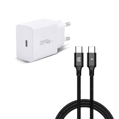 디씨네트워크 삼성 갤럭시 호환 25W PD PPS C타입 초고속 충전기 어댑터+페브릭 C to C PD 60W 고속충전 케이블 2m, 블랙, 1세트