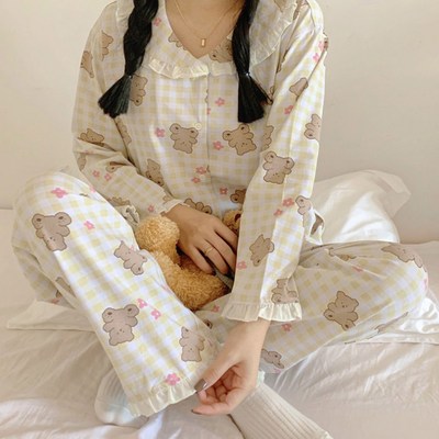 더블제이 여성 프릴 카라 상하세트 파자마 홈웨어 잠옷 4종