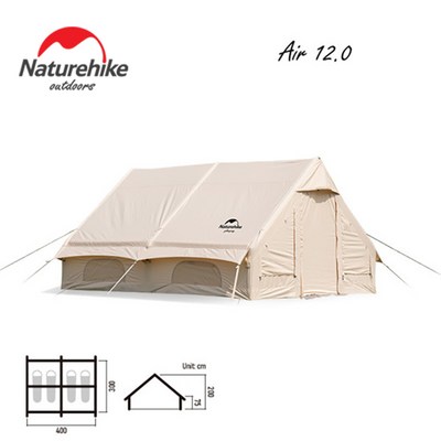 Naturehike 네이처하이크 에어폴대 감성 면텐트 12.0 NH20ZP010 에어빔 쉘터 글램핑 (재고보유)관부가세 포함한 가격!, 12.0/(3-4인용) · TOP 7