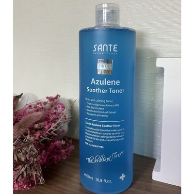 *정제수0%* 마트리카리아꽃추출물 66% 상떼 아줄렌 수더 토너 500ml 박하추출물 50 000ppm 피부관리샵 쿨링 수분 진정 건성 피부장벽강화 모공, 1개_산테로 떠나는 힐링 여행