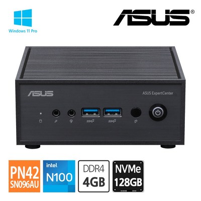 에이수스 ASUS 미니PC PN42-SN096AU N100 정품 Windows 11 Pro 탑재 RAM 4GB / M.2 NVMe 128GB 듀얼랜, 단품