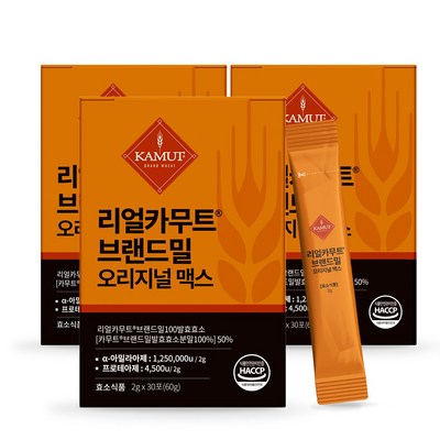 정품 카무트 효소 식약처인증 HACCP 리얼카무트 브랜드밀100발효효소, 3개, 60g_강력한 소화 효소 카무트로 소화를 개선해보세요