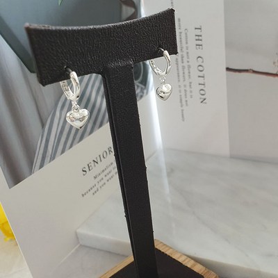 블루밍 925silver 심플 원터치 볼 하트 은귀걸이
