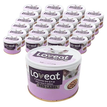 러브잇 레드라벨 간식캔, 흰살참치 + 훈제연어 혼합맛, 160g, 24개