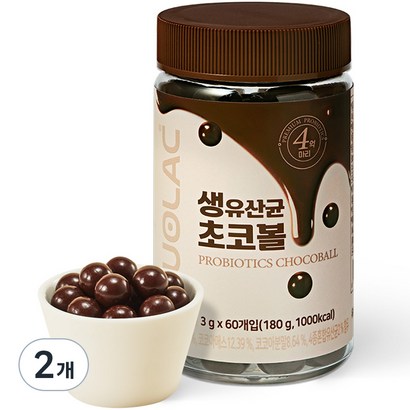 듀오락 생유산균 초코볼, 180g, 2개