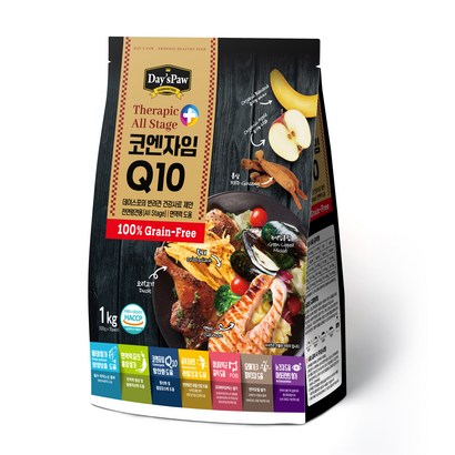 데이스포 전연령 테라픽 코엔자임Q10 가수분해 그레인프리 강아지사료, 2개, 1kg