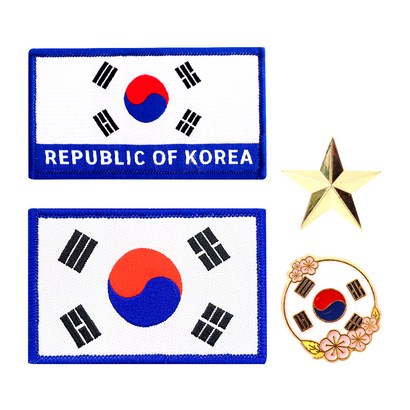 군화와고무신 흰색 태극기 약장 뱃지 4종