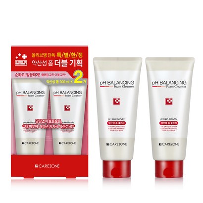 케어존 약산성 클렌징폼, 200ml, 2개