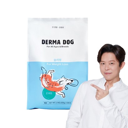 더마독 가수분해 단백질 강아지 애견 연어 오리 건강사료, 슬리밍, 2kg, 1개