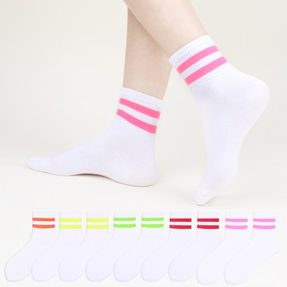 두발로 여성 형광 투라인 중목 양말 10켤레 리뷰후기