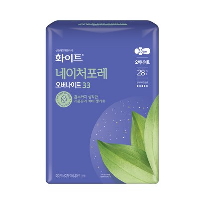 화이트 네이처포레 울트라 오버나이트 생리대 날개형