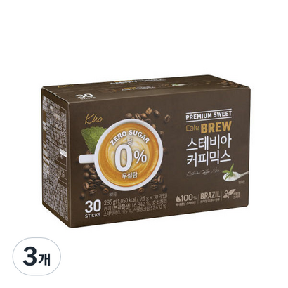 카페브루 프리미엄 스위트 스테비아 커피믹스 285g, 9.5g, 30개입, 3개