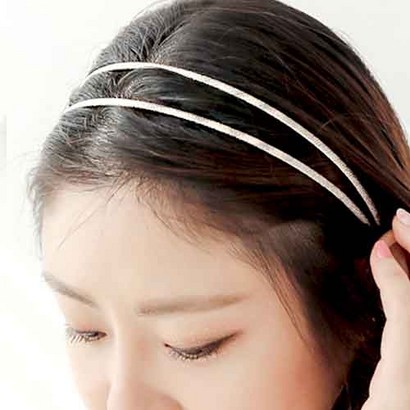 로라하 글리터 두줄 레이어드 여성 성인 아동 심플 기본 얇은 머리띠 헤어밴드