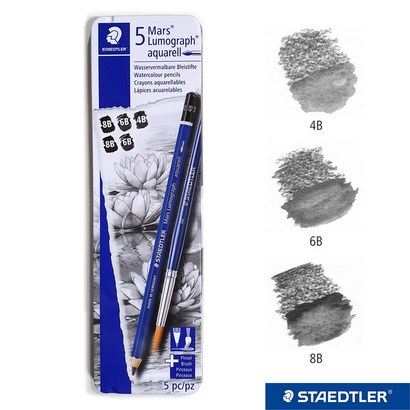스테들러 마스 루모그라프 수채연필 6본 100A 6 수채화연필 물에녹는연필 연필