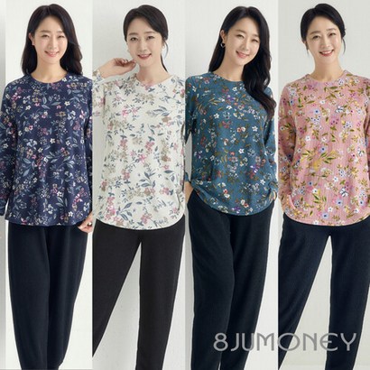 [8JUONEY]8주머니 플라워 플리츠 상하의세트