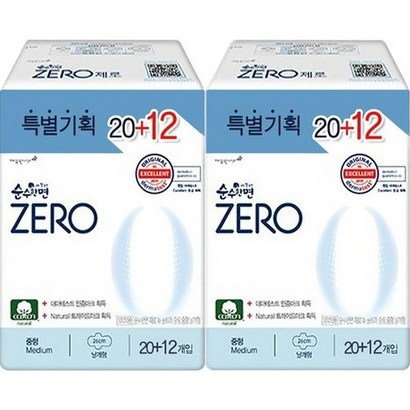 [신속배송] 순수한면 ZERO 중형 2 날개형생리대